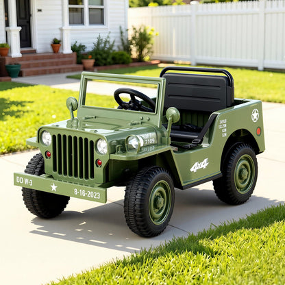 Rigo Kids Electric Ride On Car Jeep Military Off Road Toy Cars Remote 12V Olive RCAR-ARMYJEP-OL