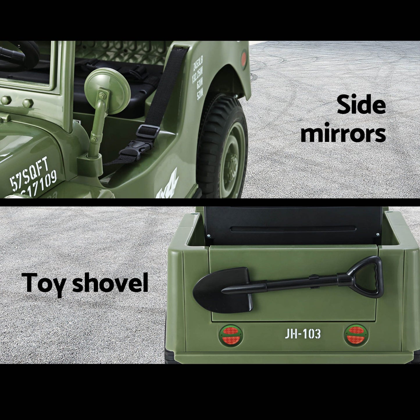 Rigo Kids Electric Ride On Car Jeep Military Off Road Toy Cars Remote 12V Olive RCAR-ARMYJEP-OL