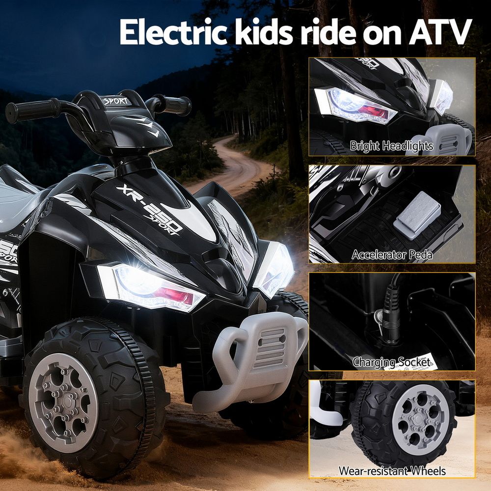Rigo Kids Ride On Car ATV Quad Motorbike Electric Outdoor Toys 12V Black RCAR-ATV-XL-BK
