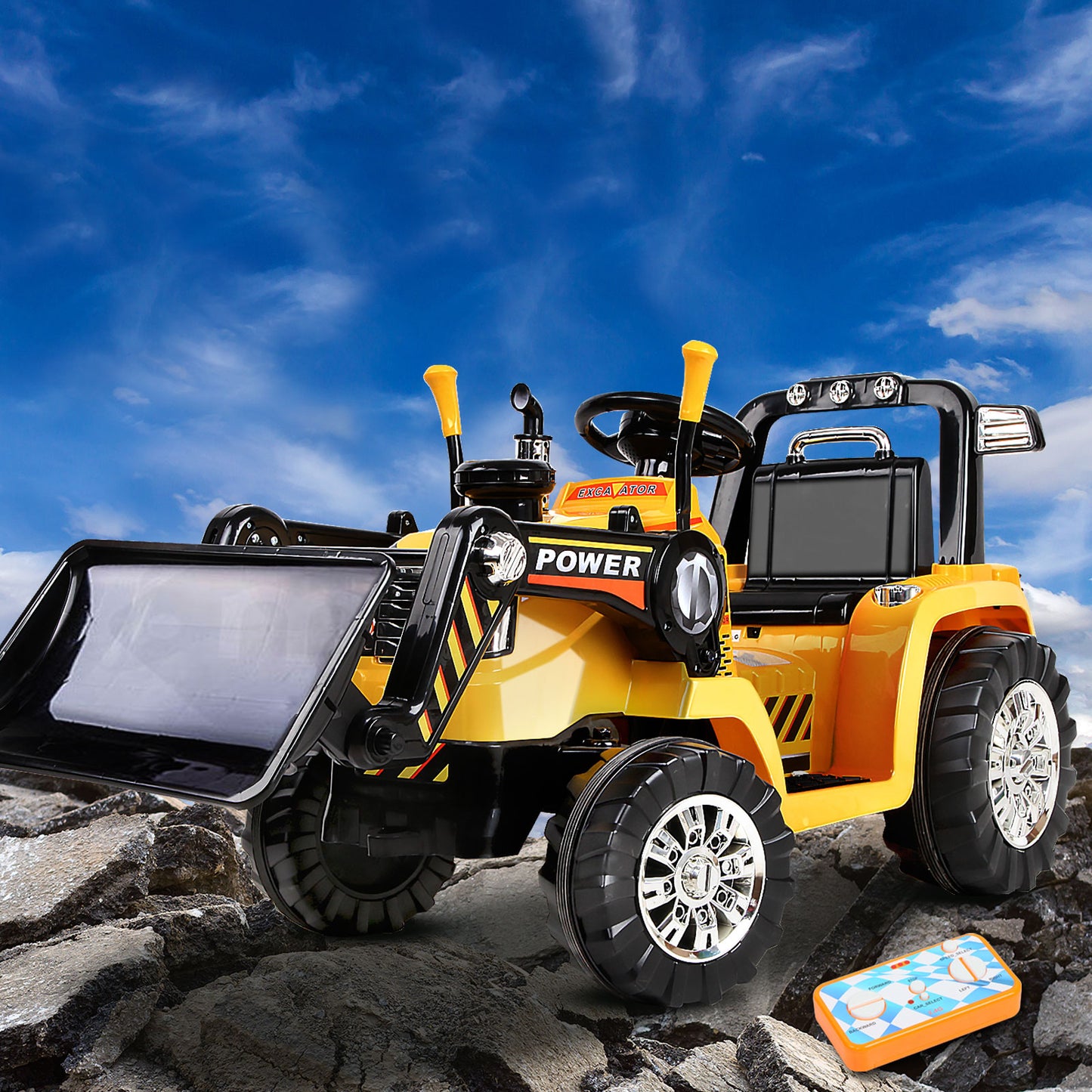 Rigo Kids Electric Ride On Car Bulldozer Digger Loader Remote 6V Yellow RCAR-BULLDOZER-YL