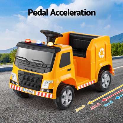 Rigo Kids Ride On Car Garbage Truck Police Light 12V Electric Toys Cars Yellow RCAR-C-POLICE-TRUCK-12V-YE