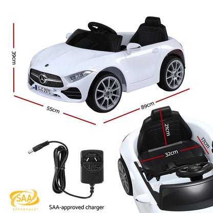 Kids Electric Ride On Car Licensed Outdoor Toys Cars Music Remote White RCAR-CLS350-LS-WH