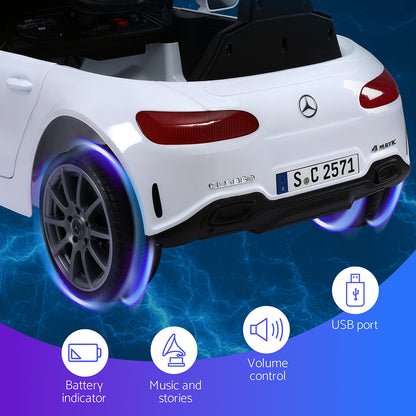 Kids Electric Ride On Car Licensed Outdoor Toys Cars Music Remote White RCAR-CLS350-LS-WH