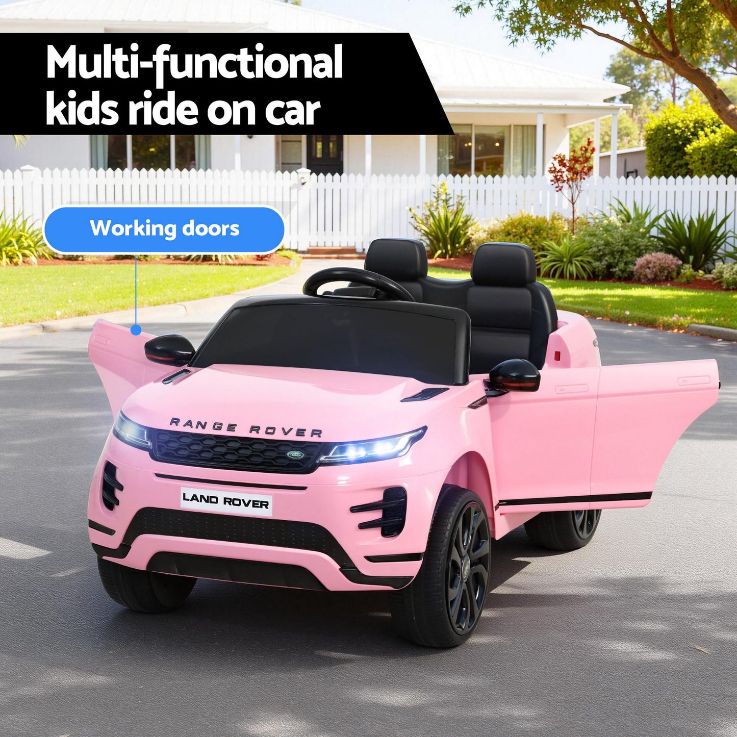 Kids Electric Ride On Car Land Rover Licensed Toy Cars Remote 12V Battery Pink RCAR-EVOQUE-LS-PK