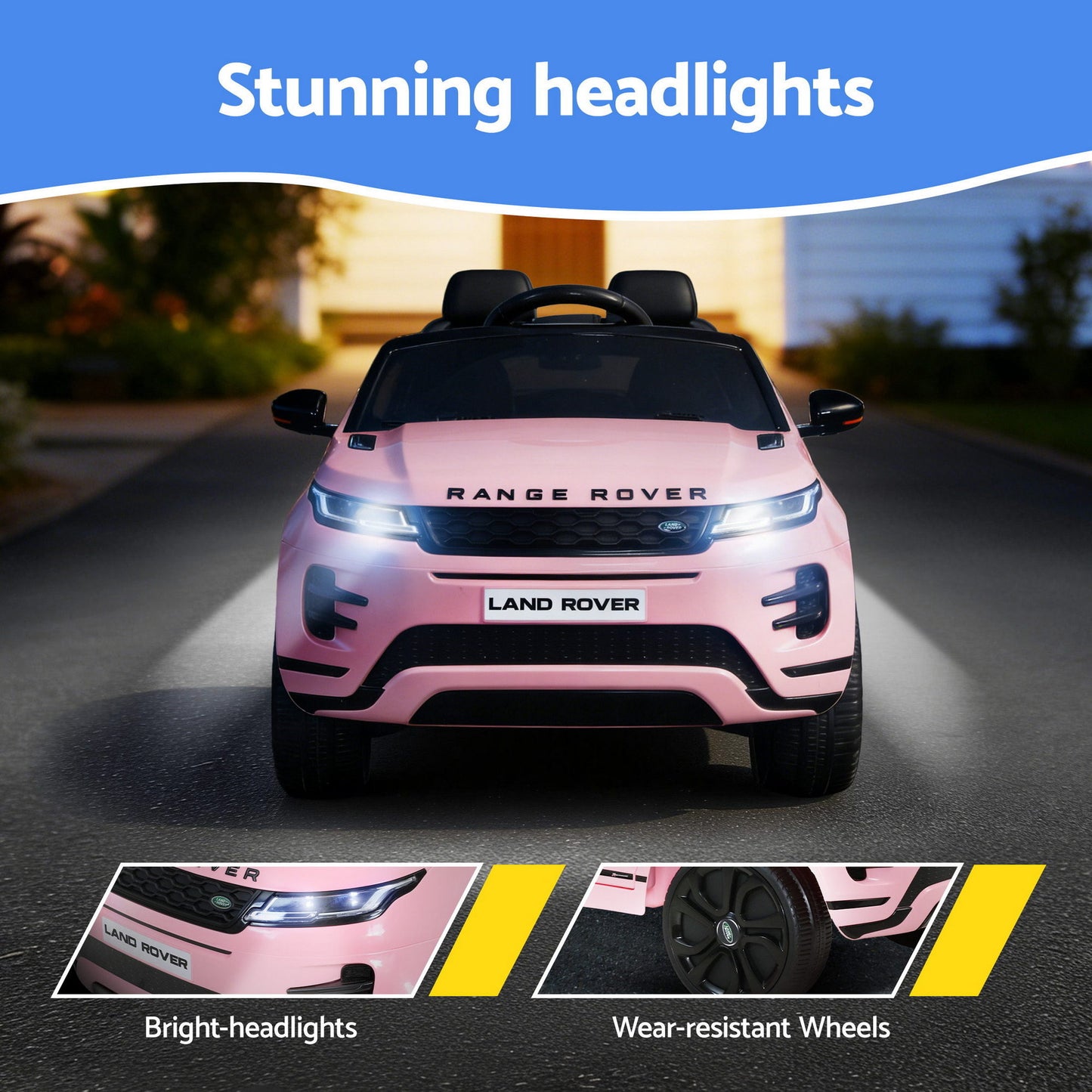 Kids Electric Ride On Car Land Rover Licensed Toy Cars Remote 12V Battery Pink RCAR-EVOQUE-LS-PK