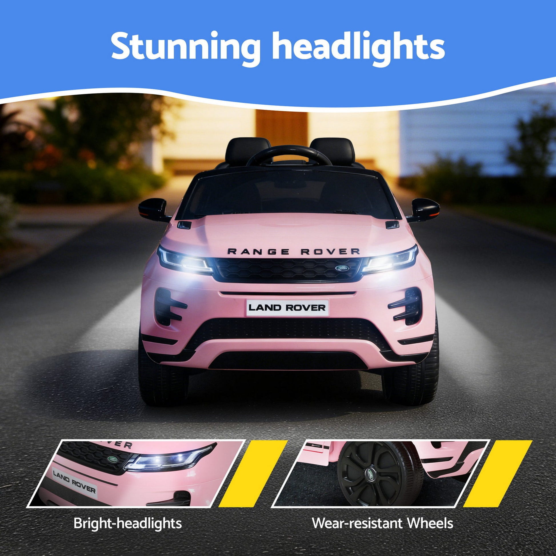 Kids Electric Ride On Car Land Rover Licensed Toy Cars Remote 12V Battery Pink RCAR-EVOQUE-LS-PK