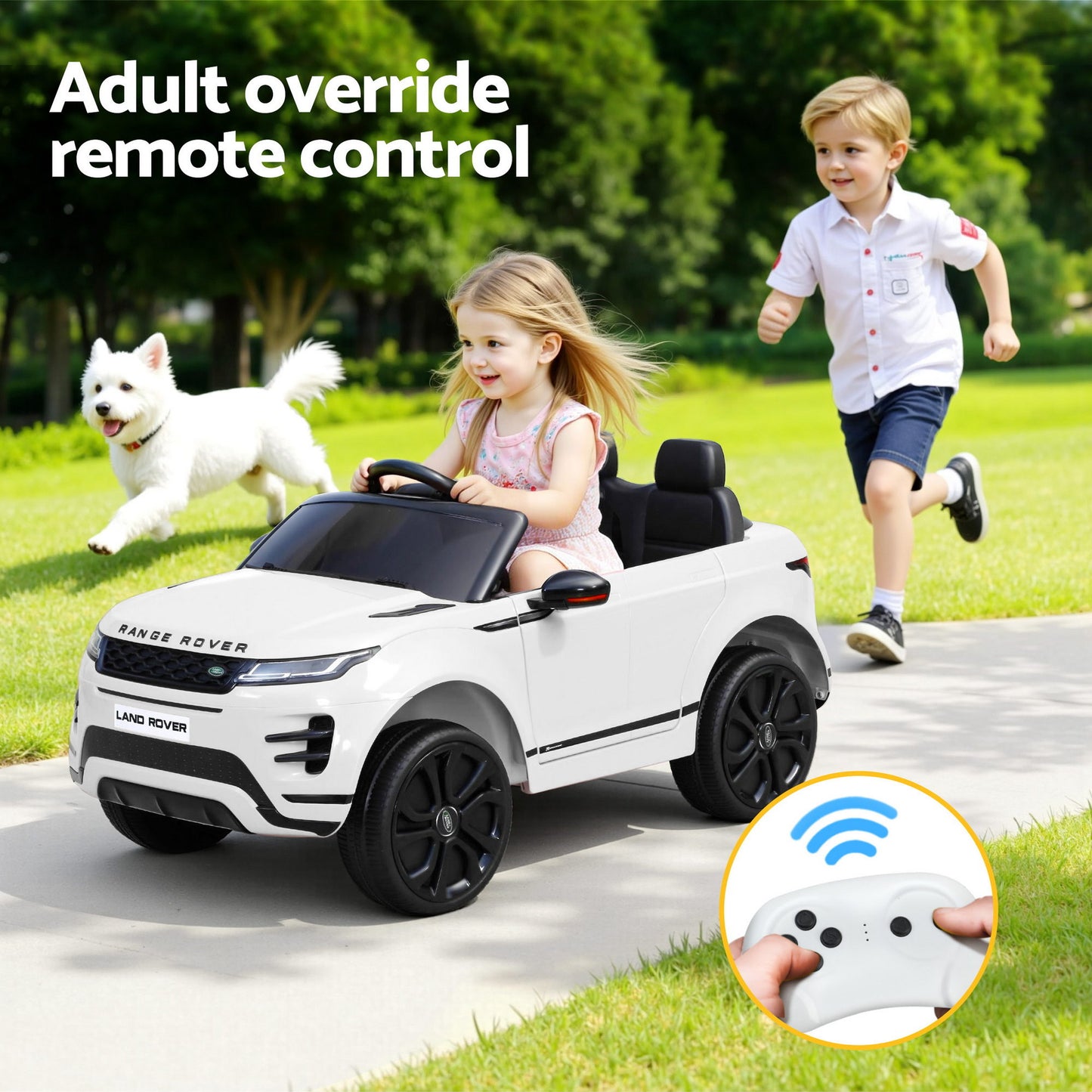 Kids Electric Ride On Car Land Rover Licensed Toy Cars Remote 12V Battery White RCAR-EVOQUE-LS-WH