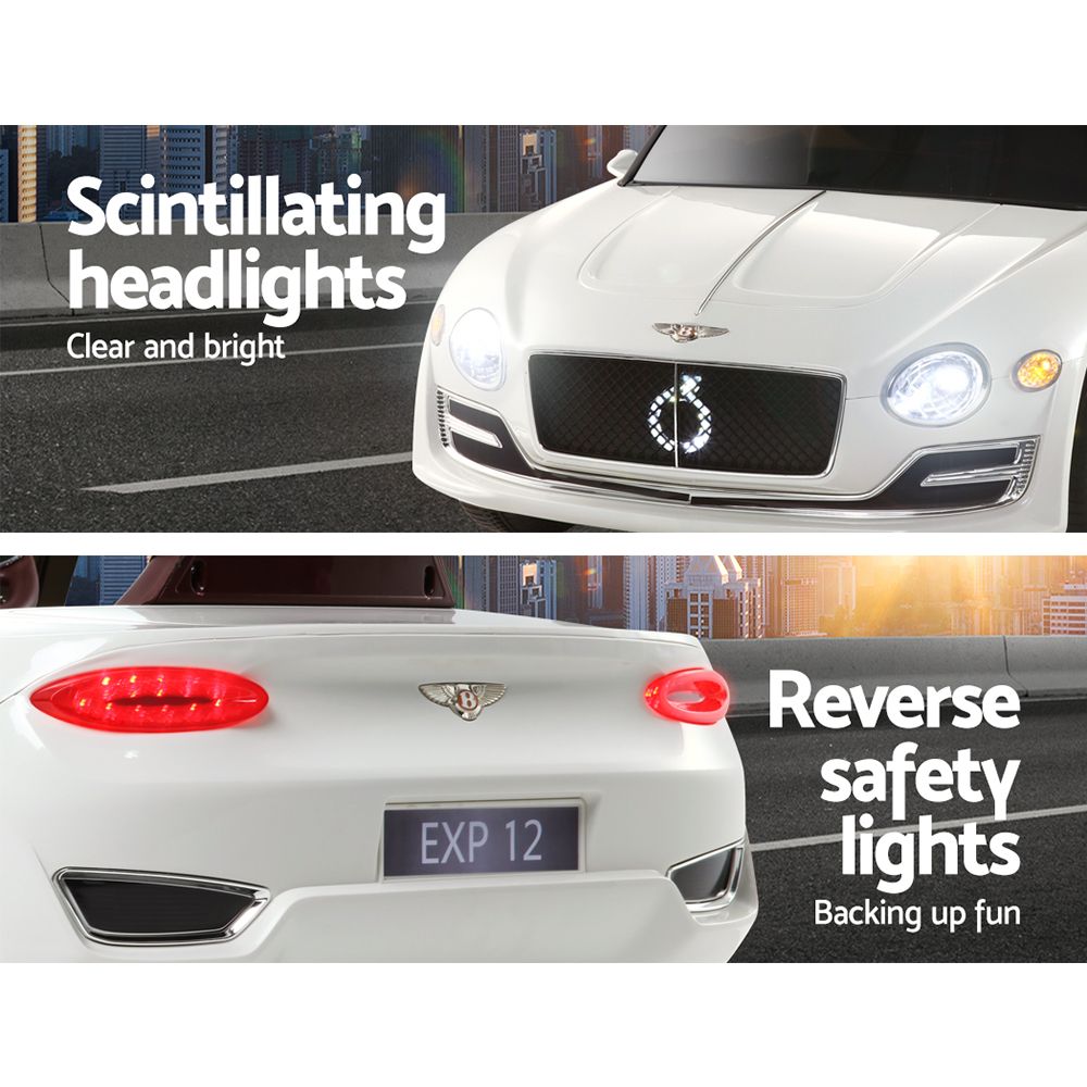 Kids Electric Ride On Car Bentley Licensed EXP12 Toy Cars Remote 12V White RCAR-EXP12-WH