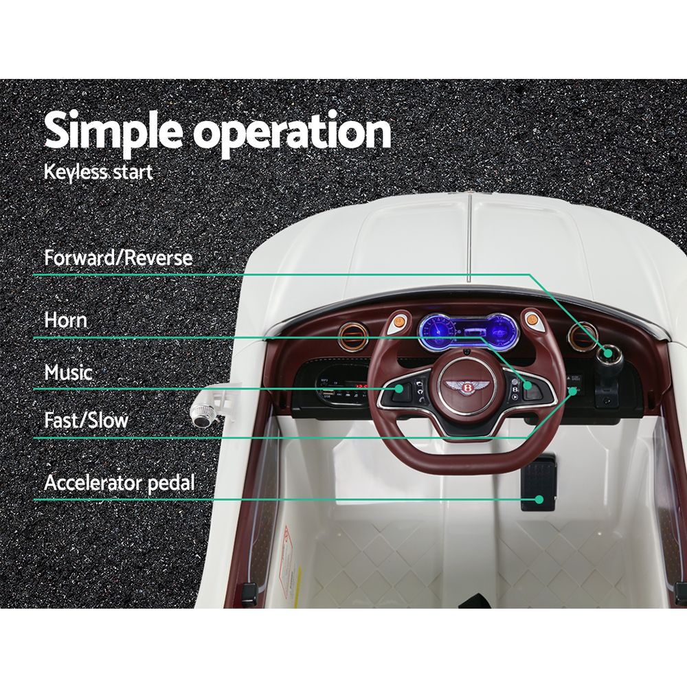 Kids Electric Ride On Car Bentley Licensed EXP12 Toy Cars Remote 12V White RCAR-EXP12-WH