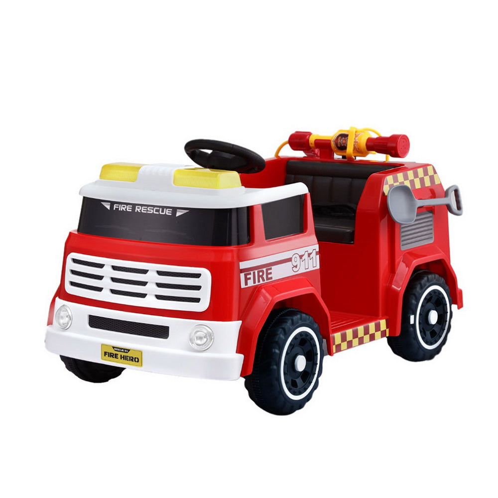 Rigo Kids Ride On Car Electric Fire Engine Fighting Truck with Water Gun Music RCAR-FIRETRUCK-LL911P-RD