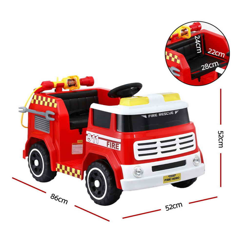 Rigo Kids Ride On Car Electric Fire Engine Fighting Truck with Water Gun Music RCAR-FIRETRUCK-LL911P-RD