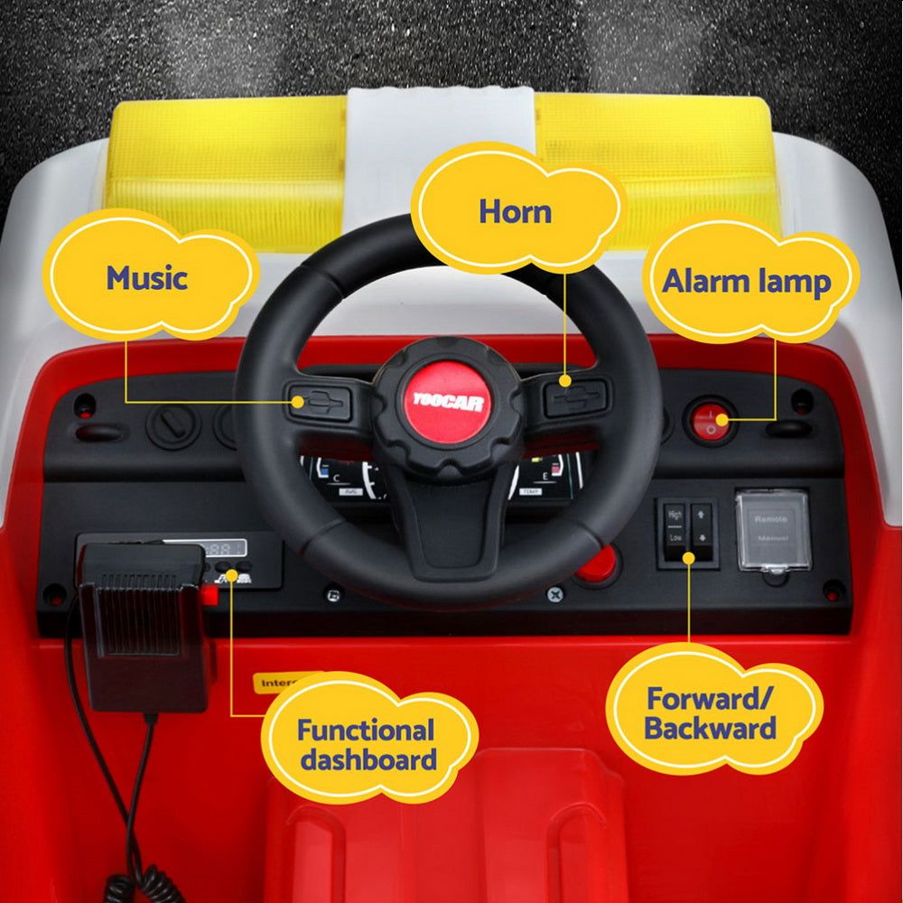 Rigo Kids Ride On Car Electric Fire Engine Fighting Truck with Water Gun Music RCAR-FIRETRUCK-LL911P-RD