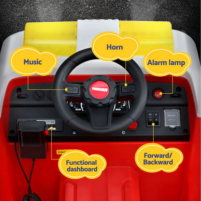 Rigo Kids Ride On Car Electric Fire Engine Fighting Truck with Water Gun Music RCAR-FIRETRUCK-LL911P-RD