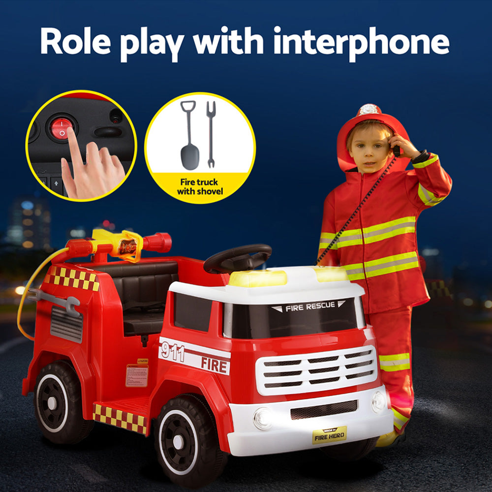 Rigo Kids Ride On Car Electric Fire Engine Fighting Truck with Water Gun Music RCAR-FIRETRUCK-LL911P-RD