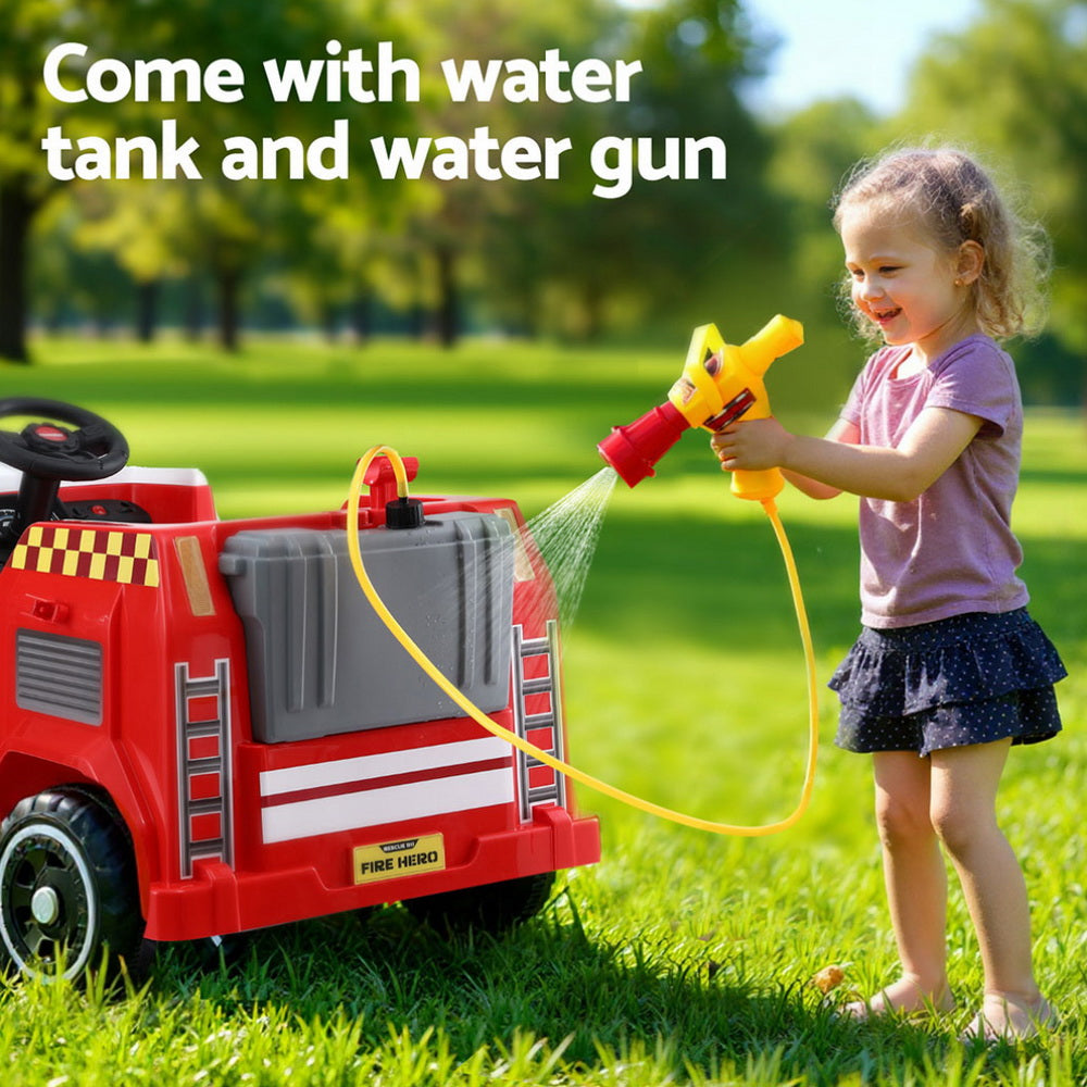 Rigo Kids Ride On Car Electric Fire Engine Fighting Truck with Water Gun Music RCAR-FIRETRUCK-LL911P-RD