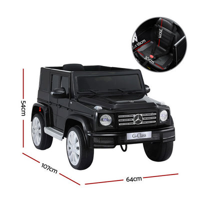 Kids Ride On Car Licensed Mercedes-Benz G500 Electric Toys Horn Remote 12V Black RCAR-G500-LS-BK
