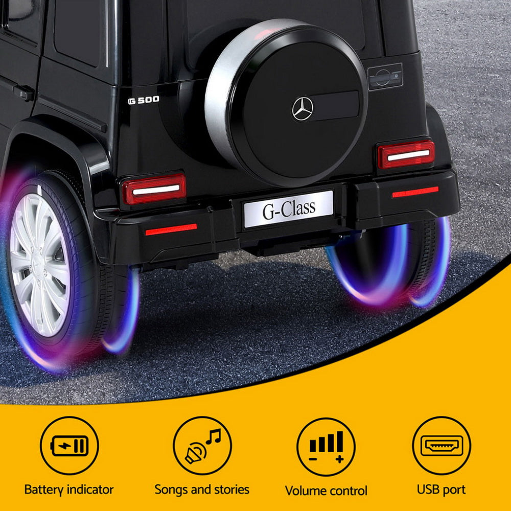 Kids Ride On Car Licensed Mercedes-Benz G500 Electric Toys Horn Remote 12V Black RCAR-G500-LS-BK