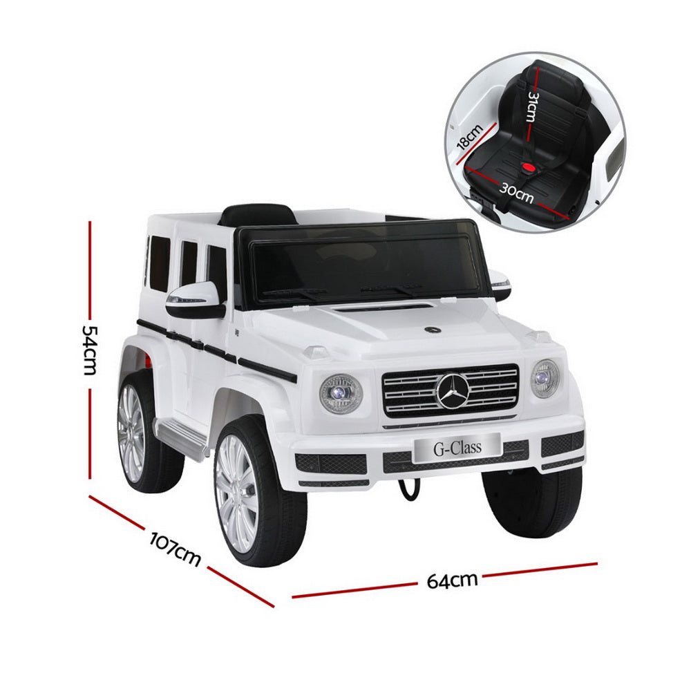 Kids Ride On Car Licensed G500 Electric Toys Horn Remote 12V White RCAR-G500-LS-WH