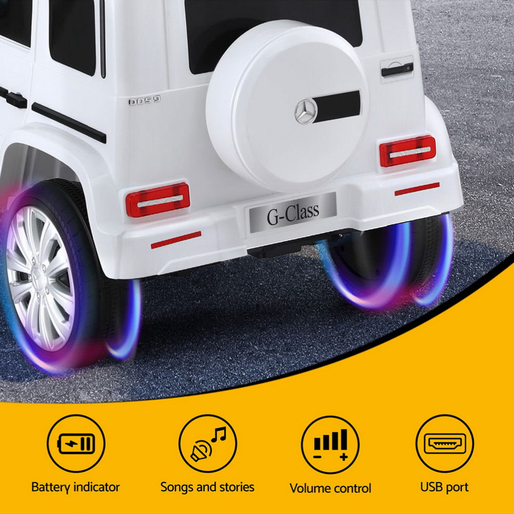 Kids Ride On Car Licensed G500 Electric Toys Horn Remote 12V White RCAR-G500-LS-WH