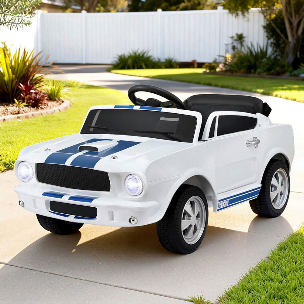 Kids Electric Ride On Car Licensed GT350 Outdoor Toys Cars Music Remote White RCAR-GT350-LS-WH