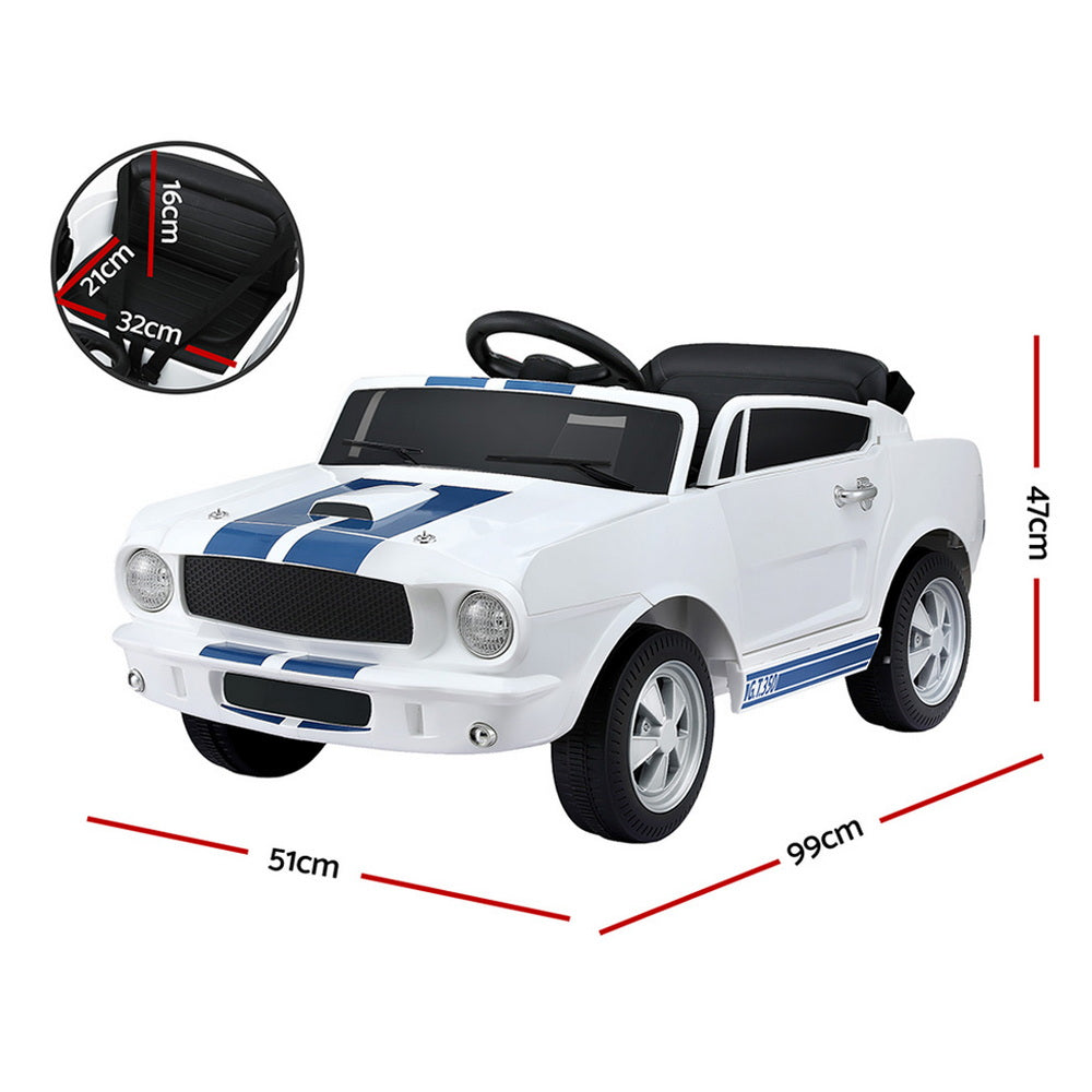 Kids Electric Ride On Car Licensed GT350 Outdoor Toys Cars Music Remote White RCAR-GT350-LS-WH