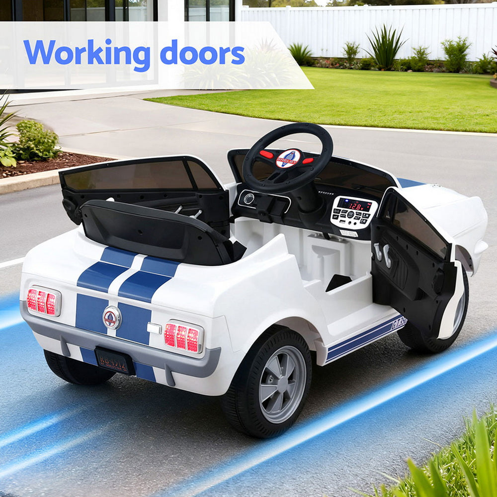 Kids Electric Ride On Car Licensed GT350 Outdoor Toys Cars Music Remote White RCAR-GT350-LS-WH