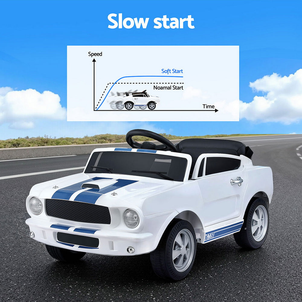 Kids Electric Ride On Car Licensed GT350 Outdoor Toys Cars Music Remote White RCAR-GT350-LS-WH