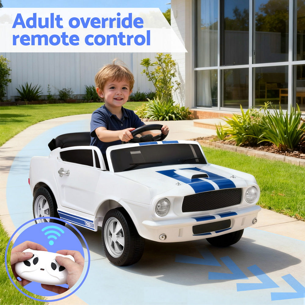 Kids Electric Ride On Car Licensed GT350 Outdoor Toys Cars Music Remote White RCAR-GT350-LS-WH