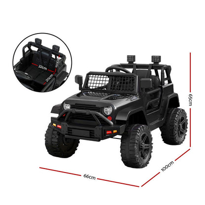 Rigo Kids Electric Ride On Car Jeep Toy Cars Remote 12V Black RCAR-JEP-4WS-BK