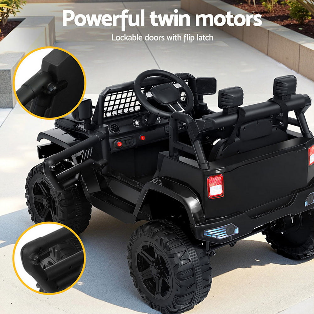 Rigo Kids Electric Ride On Car Jeep Toy Cars Remote 12V Black RCAR-JEP-4WS-BK