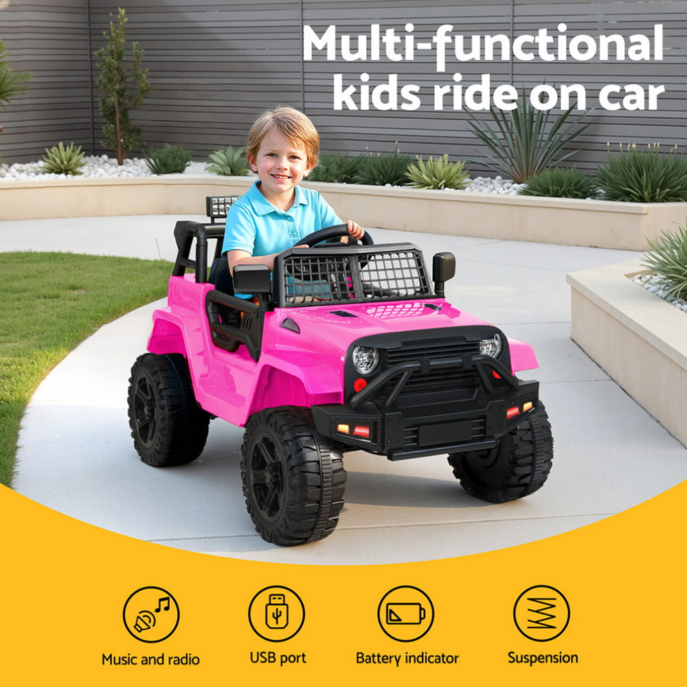 Rigo Kids Electric Ride On Car Jeep Toy Cars Remote 12V Pink RCAR-JEP-4WS-PK