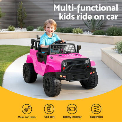 Rigo Kids Electric Ride On Car Jeep Toy Cars Remote 12V Pink RCAR-JEP-4WS-PK