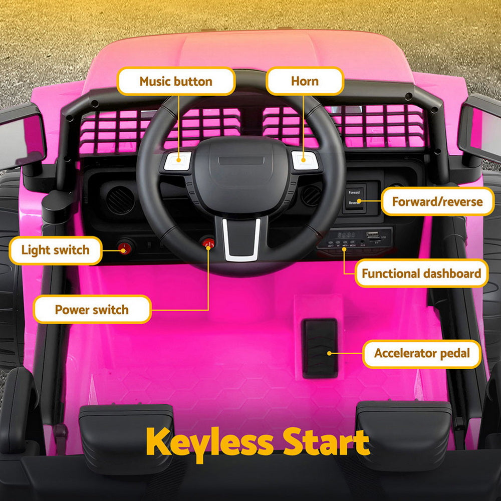 Rigo Kids Electric Ride On Car Jeep Toy Cars Remote 12V Pink RCAR-JEP-4WS-PK