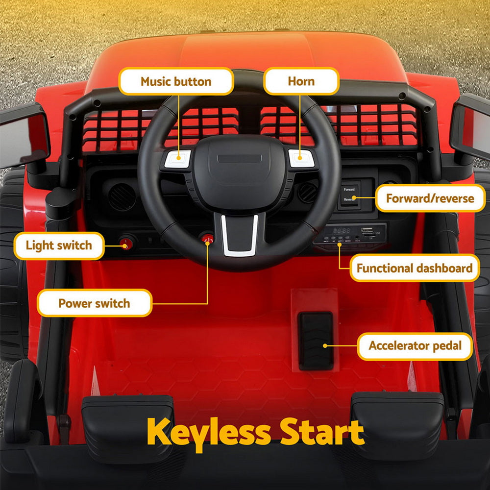 Rigo Kids Electric Ride On Car Jeep Toy Cars Remote 12V Red RCAR-JEP-4WS-RD