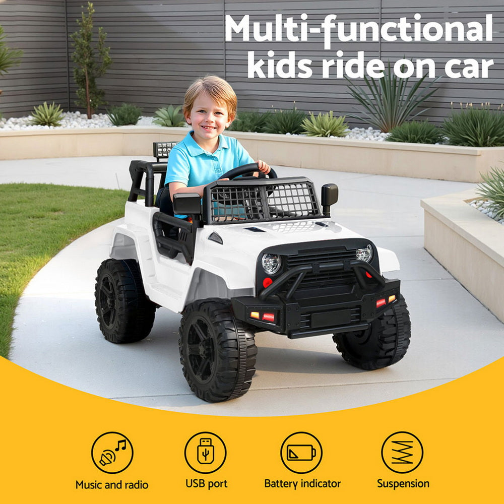 Rigo Kids Electric Ride On Car Jeep Toy Cars Remote 12V White RCAR-JEP-4WS-WH