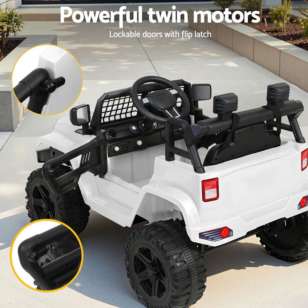 Rigo Kids Electric Ride On Car Jeep Toy Cars Remote 12V White RCAR-JEP-4WS-WH