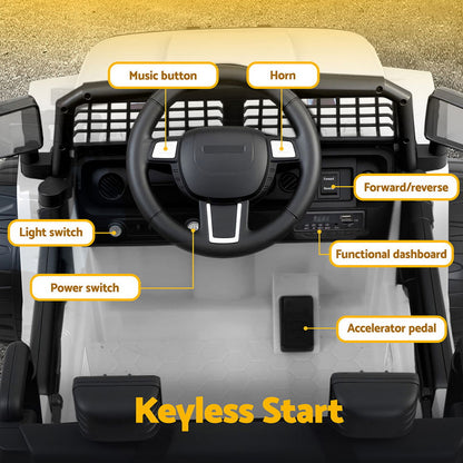Rigo Kids Electric Ride On Car Jeep Toy Cars Remote 12V White RCAR-JEP-4WS-WH