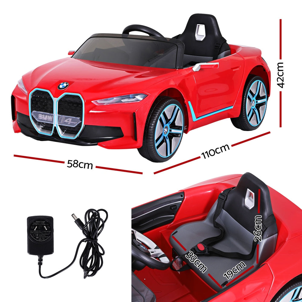 Kids Ride On Car BMW Licensed I4 Sports Remote Control Electric Toys 12V Red RCAR-LS-BMW-I4-RD