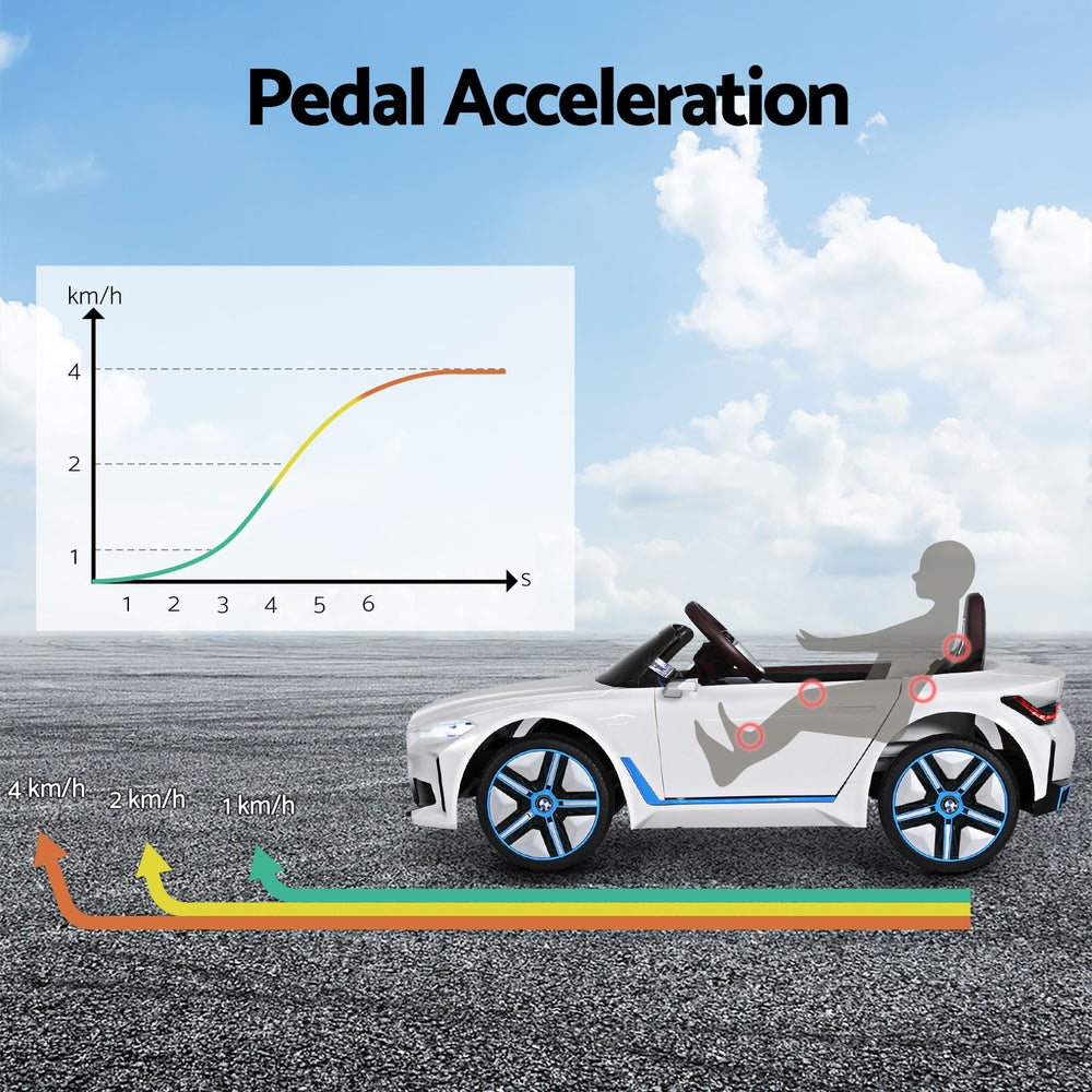 Kids Ride On Car BMW Licensed I4 Sports Remote Control Electric Toys 12V White RCAR-LS-BMW-I4-WH