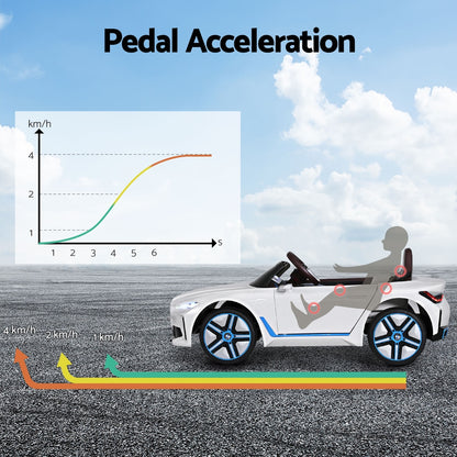 Kids Ride On Car BMW Licensed I4 Sports Remote Control Electric Toys 12V White RCAR-LS-BMW-I4-WH