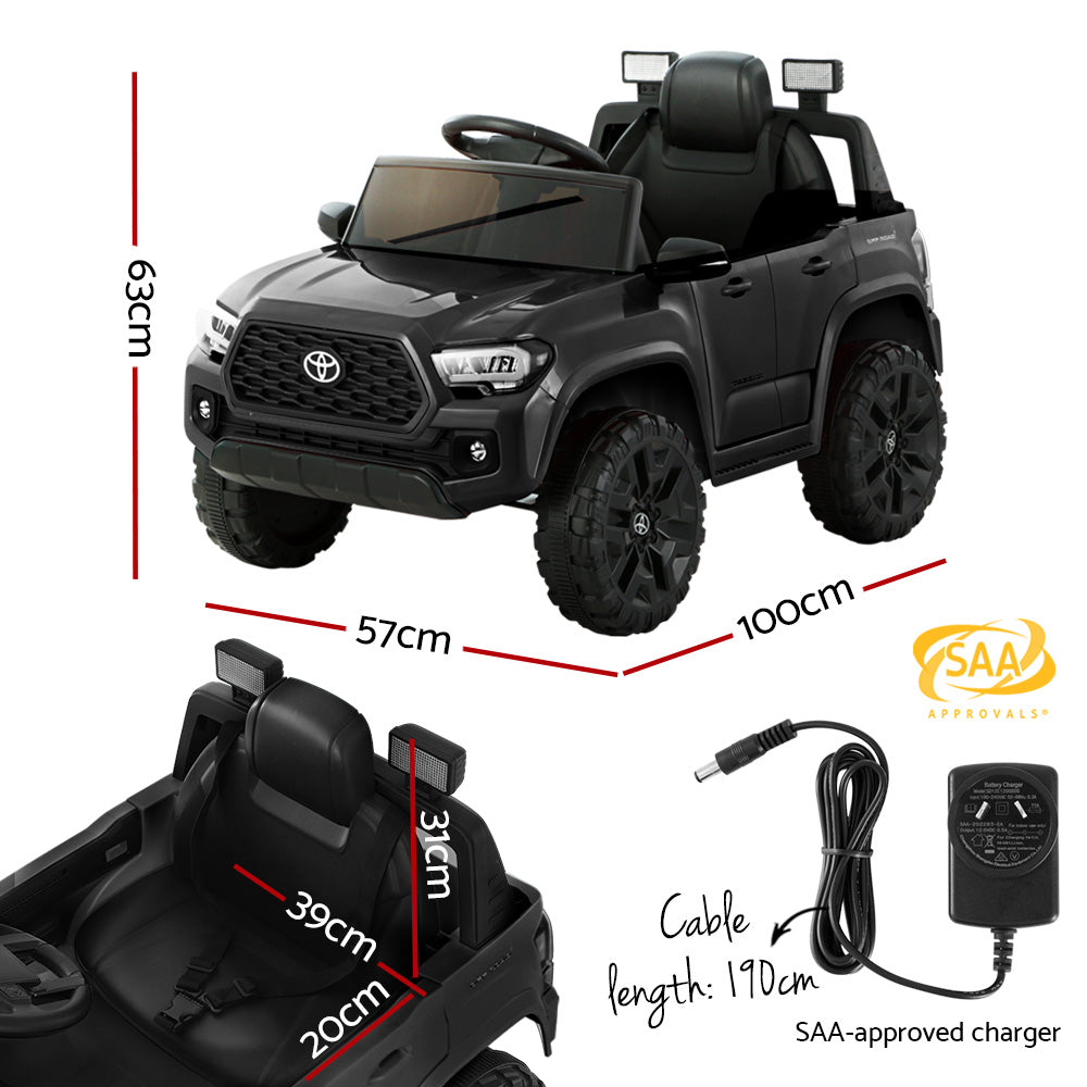 Kids Electric Ride On Car Toyota Tacoma Off Road Jeep Toy Cars Remote 12V Black RCAR-LS-TOYO-BK