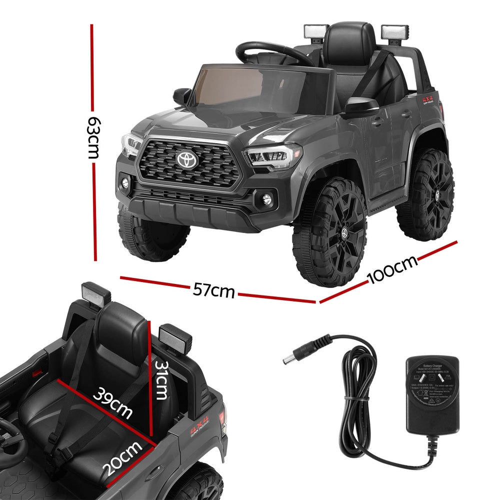 Kids Electric Ride On Car Toyota Tacoma Off Road Jeep Toy Cars Remote 12V Grey RCAR-LS-TOYO-GY