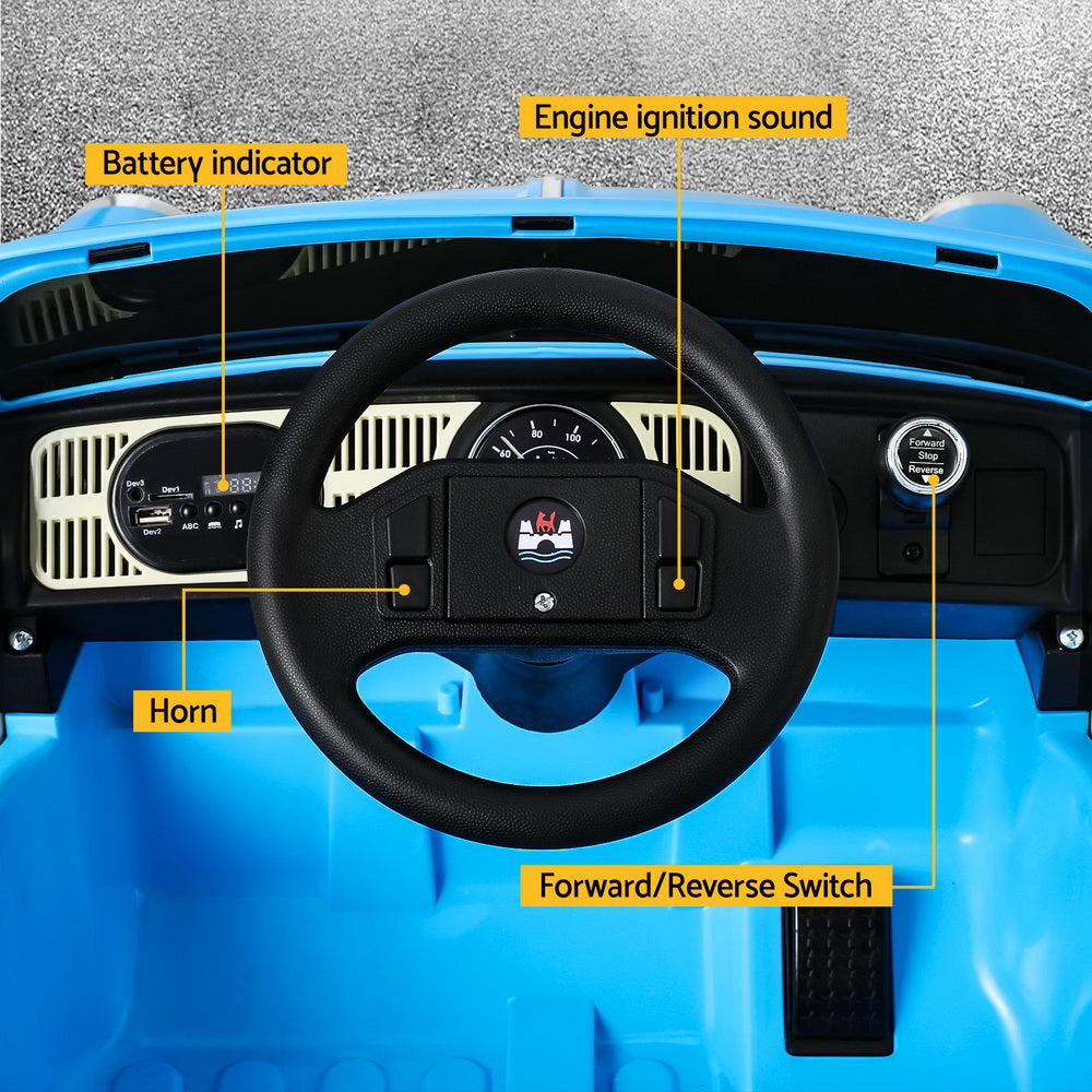 Kids Ride On Car Licensed Volkswagen Beetle Electric Toys Horn Remote 6V Blue RCAR-LS-VOLK-BEETLE-BU