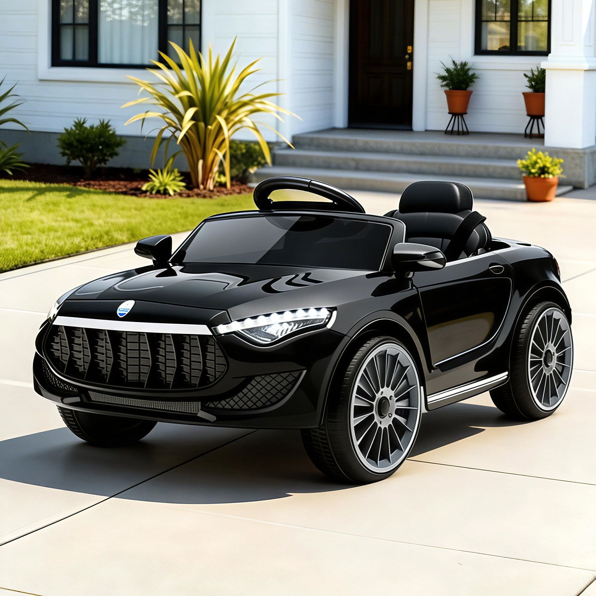 Rigo Kids Electric Ride On Car Toys Cars Horn Music Remote Control 12V Black RCAR-MASRT-S-BK