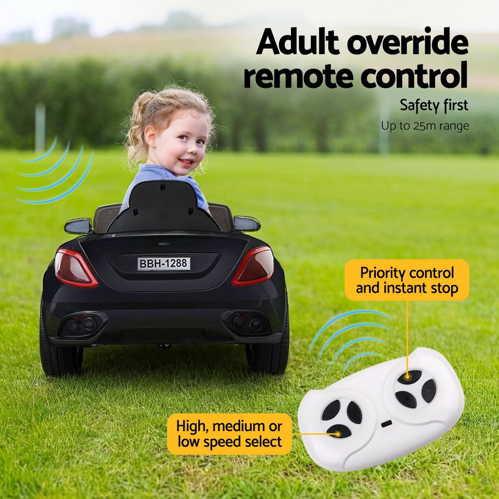 Rigo Kids Electric Ride On Car Toys Cars Horn Music Remote Control 12V Black RCAR-MASRT-S-BK