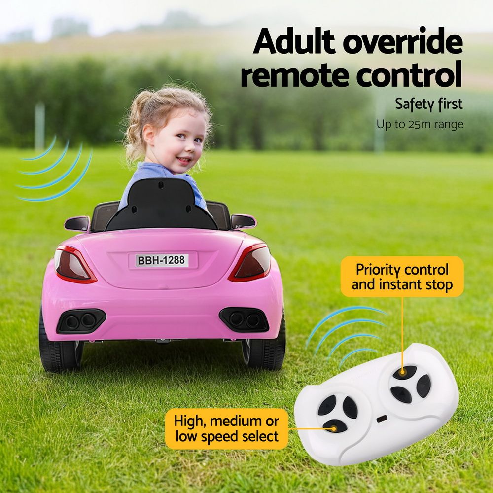 Rigo Kids Electric Ride On Car Toys Cars Headlight Music Remote Control 12V Pink RCAR-MASRT-S-PK