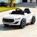 Rigo Kids Electric Ride On Car Cars Music Headlight Remote Control 12V White RCAR-MASRT-S-WH