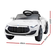 Rigo Kids Electric Ride On Car Cars Music Headlight Remote Control 12V White RCAR-MASRT-S-WH