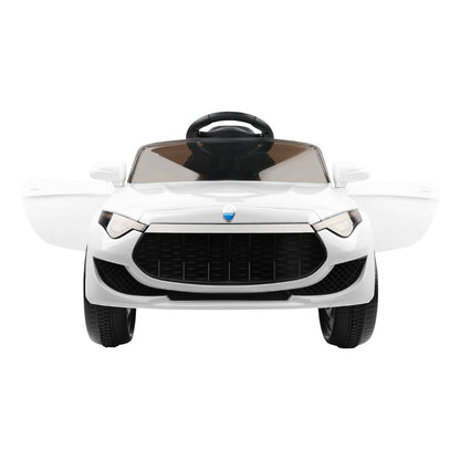 Rigo Kids Electric Ride On Car Cars Music Headlight Remote Control 12V White RCAR-MASRT-S-WH