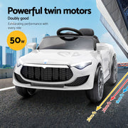 Rigo Kids Electric Ride On Car Cars Music Headlight Remote Control 12V White RCAR-MASRT-S-WH